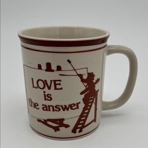 ‘LOVE is the Answer’ Cream and Brown Ceramic Mug